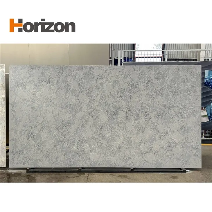 Custom-Polished Quartz Jade Slab Kitchen Counter